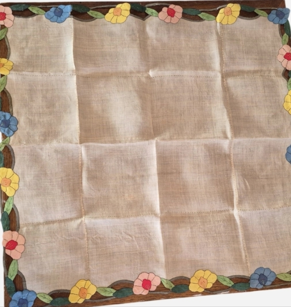 Madeira Portugal Hand Sewn Linen Cutwork Tablecloth